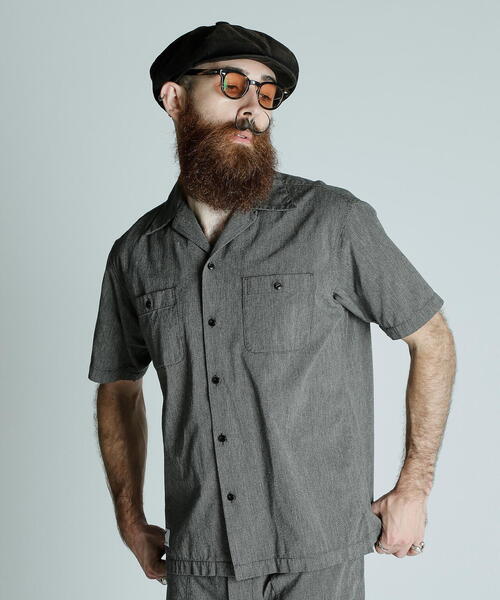 Schott（ショット）の「Schott/ショット/COTTON COVERT SS SHIRT/コットンコバート 半袖 シャツ（シャツ/ブラウス・メンズ・ネイビー/ブラック・XL/2XL/M/L）」の19枚目の写真