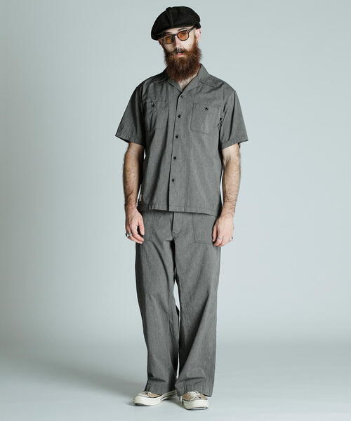 Schott（ショット）の「Schott/ショット/COTTON COVERT SS SHIRT/コットンコバート 半袖 シャツ（シャツ/ブラウス・メンズ・ネイビー/ブラック・XL/2XL/M/L）」の20枚目の写真