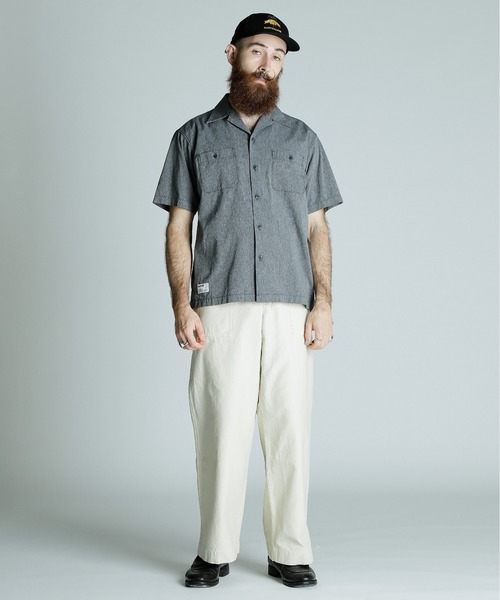 Schott（ショット）の「Schott/ショット/COTTON COVERT SS SHIRT/コットンコバート 半袖 シャツ（シャツ/ブラウス・メンズ・ネイビー/ブラック・XL/2XL/M/L）」の10枚目の写真