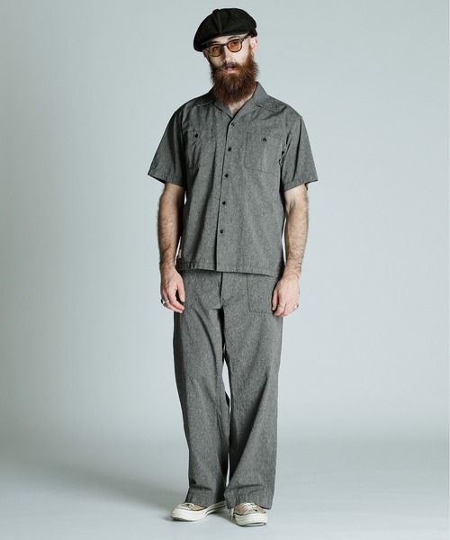 Schott（ショット）の「Schott/ショット/COTTON COVERT SS SHIRT/コットンコバート 半袖 シャツ（シャツ/ブラウス・メンズ・ネイビー/ブラック・XL/2XL/M/L）」の9枚目の写真