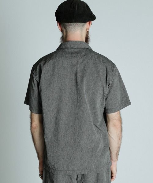 Schott（ショット）の「Schott/ショット/COTTON COVERT SS SHIRT/コットンコバート 半袖 シャツ（シャツ/ブラウス・メンズ・ネイビー/ブラック・XL/2XL/M/L）」の6枚目の写真