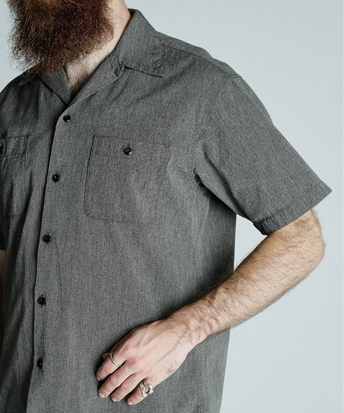 Schott（ショット）の「Schott/ショット/COTTON COVERT SS SHIRT/コットンコバート 半袖 シャツ（シャツ/ブラウス・メンズ・ネイビー/ブラック・XL/2XL/M/L）」の8枚目の写真