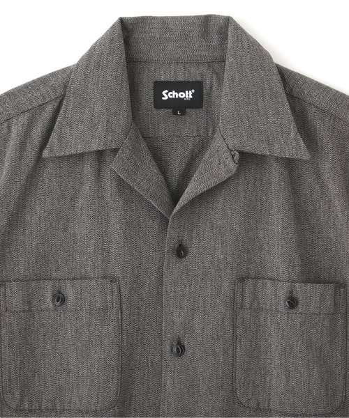 Schott（ショット）の「Schott/ショット/COTTON COVERT SS SHIRT/コットンコバート 半袖 シャツ（シャツ/ブラウス・メンズ・ネイビー/ブラック・XL/2XL/M/L）」の16枚目の写真
