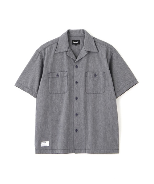 Schott（ショット）の「Schott/ショット/COTTON COVERT SS SHIRT/コットンコバート 半袖 シャツ（シャツ/ブラウス・メンズ・ネイビー/ブラック・XL/2XL/M/L）」の13枚目の写真
