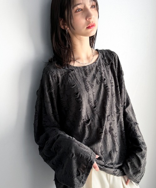 セール】グランジを楽しむ旬スタイル。ダメージ加工ビッグシルエット