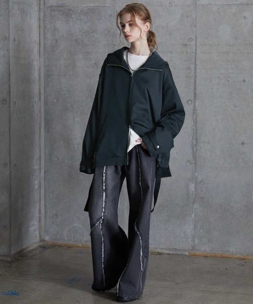 SERACE ルーズドレープサスペンダーマウンテンパーカー　ブラック　M SERACE】Loose drape suspenders mountain parka / ルーズ