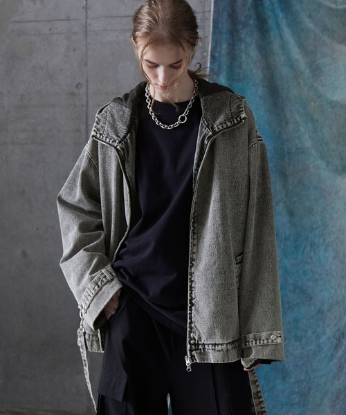 SERACE ルーズドレープサスペンダーマウンテンパーカー　ブラック　M SERACE】Loose drape suspenders mountain parka / ルーズ
