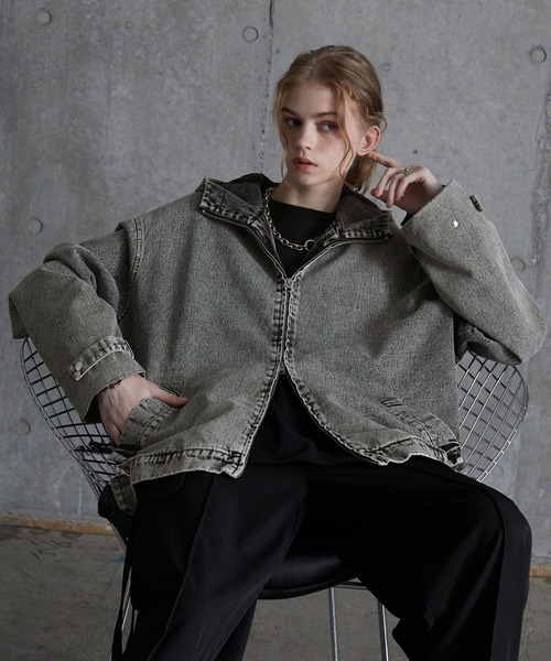 SERACE】Loose drape suspenders mountain parka / ルーズ