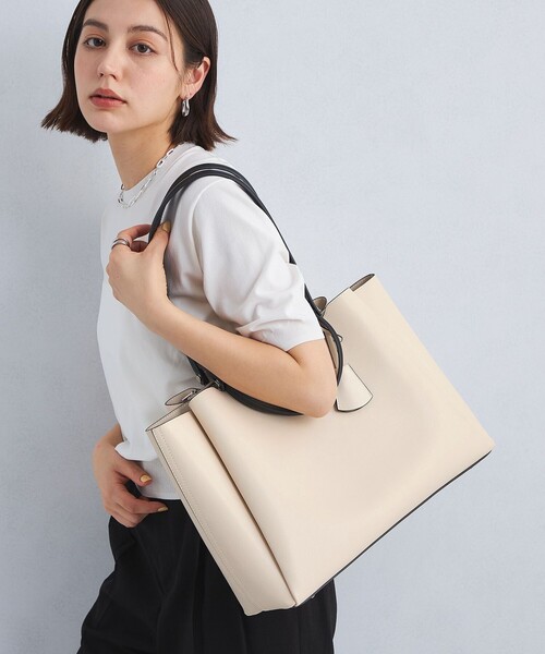 green label relaxing(グリーンレーベルリラクシング)の「【WEB限定】NEW ダブルハンドルトートバッグ / A4 / 通勤 / PCバッグ付き(トートバッグ・レディース・オフホワイト/ブラック/その他1/モカ/ベージュ/ライトグレー・FREE)」の12枚目の写真