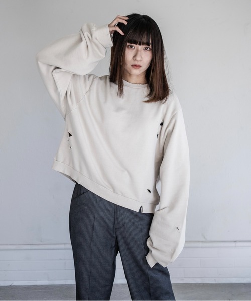 Utusiyo（ウツシヨ）の「sweat 痕（スウェット・メンズ・アイボリー/チャコールグレー・FREE）」の9枚目の写真