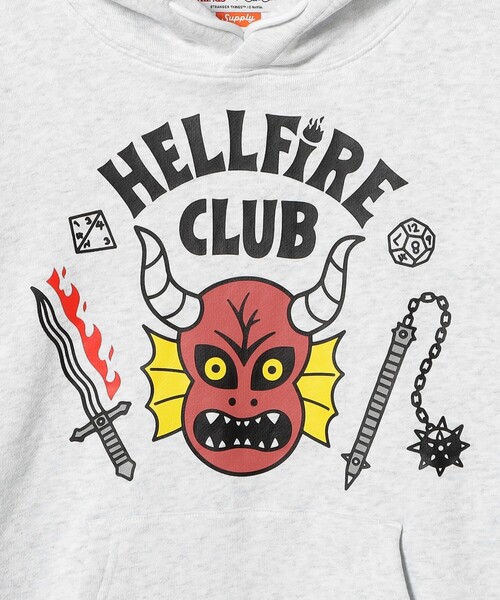 BEAMS T（ビームスティー）の「Stranger Things / Hellfire Sweat Hoody（パーカー・メンズ・オフホワイト/ブラック・L/M/S）」の5枚目の写真