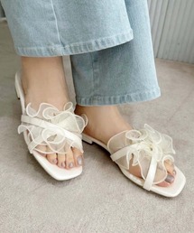 one after another NICE CLAUP | 【WEB限定】オーガンジーフリルフラットサンダル(サンダル)
