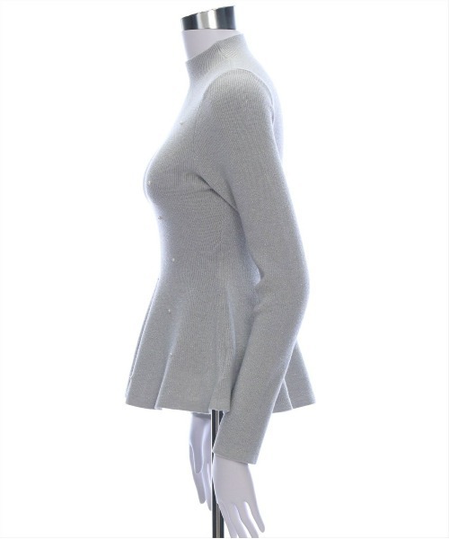 CLEAR BASIC（クリアベーシック）の「パール付きペプラムニットトップス[オフィスカジュアル フェミニン 上品]≪再入荷≫（ニット/セーター・レディース・ピンク/ライトグレー/サックスブルー/アイボリー・F）」の11枚目の写真