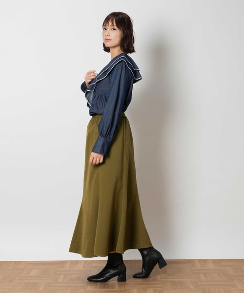SOMETHING（サムシング）の「SOMETHING(サムシング)【レディース】【WEB限定】フリルカラーデニムシャツ（シャツ/ブラウス・レディース・ノンウォッシュ・S/M）」の9枚目の写真