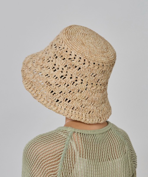 OVERRIDE（オーバーライド）の「OVERRIDE  RAFFIA CROCHET HAT SG / オーバーライド（ハット・レディース・ナチュラル/オレンジ/グリーン・M/57.5cm）」の7枚目の写真