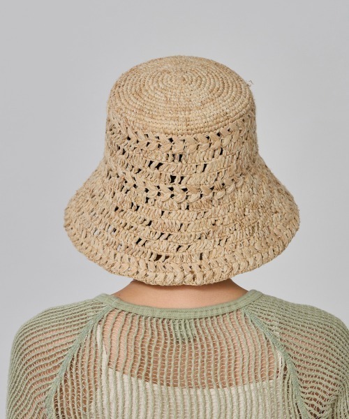 OVERRIDE（オーバーライド）の「OVERRIDE  RAFFIA CROCHET HAT SG / オーバーライド（ハット・レディース・ナチュラル/オレンジ/グリーン・M/57.5cm）」の8枚目の写真