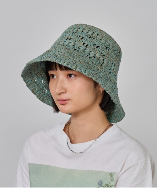 OVERRIDE（オーバーライド）の「OVERRIDE  RAFFIA CROCHET HAT SG / オーバーライド（ハット・レディース・ナチュラル/オレンジ/グリーン・M/57.5cm）」の14枚目の写真