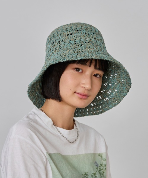 OVERRIDE（オーバーライド）の「OVERRIDE  RAFFIA CROCHET HAT SG / オーバーライド（ハット・レディース・ナチュラル/オレンジ/グリーン・M/57.5cm）」の15枚目の写真