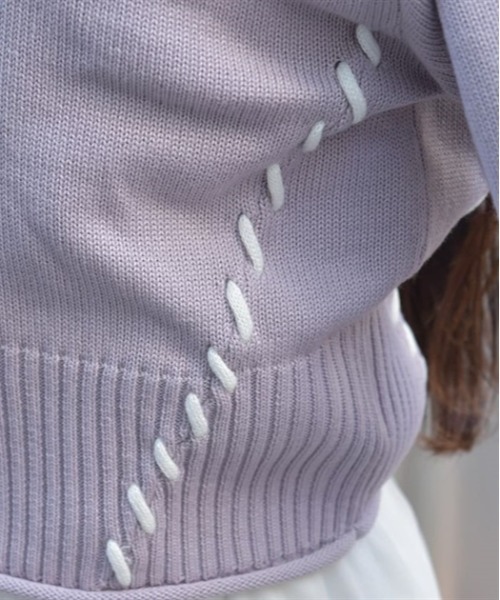 axes femme（アクシーズファム）の「ジップ付ステッチショートカーディガン（カーディガン/ボレロ・レディース・ラベンダー/ブラック/ホワイト・FREE）」の8枚目の写真