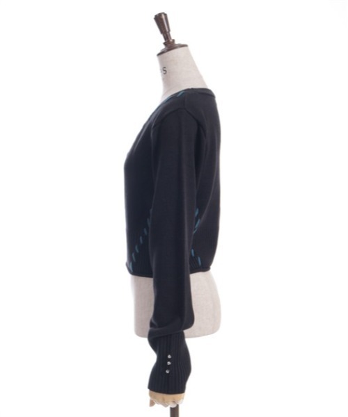 axes femme（アクシーズファム）の「ジップ付ステッチショートカーディガン（カーディガン/ボレロ・レディース・ラベンダー/ブラック/ホワイト・FREE）」の14枚目の写真