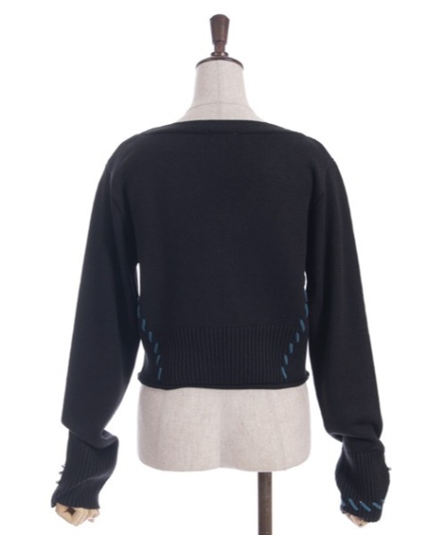 axes femme（アクシーズファム）の「ジップ付ステッチショートカーディガン（カーディガン/ボレロ・レディース・ラベンダー/ブラック/ホワイト・FREE）」の15枚目の写真