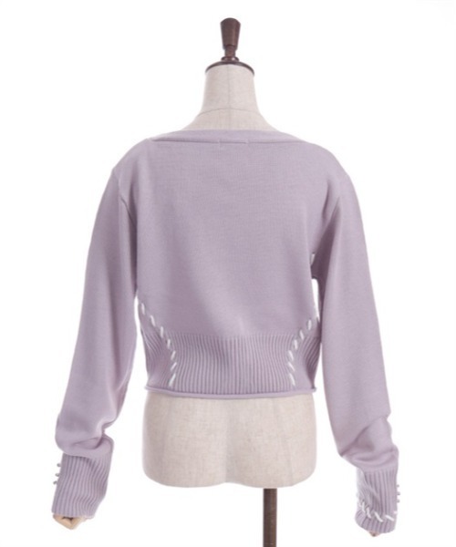 axes femme（アクシーズファム）の「ジップ付ステッチショートカーディガン（カーディガン/ボレロ・レディース・ラベンダー/ブラック/ホワイト・FREE）」の22枚目の写真