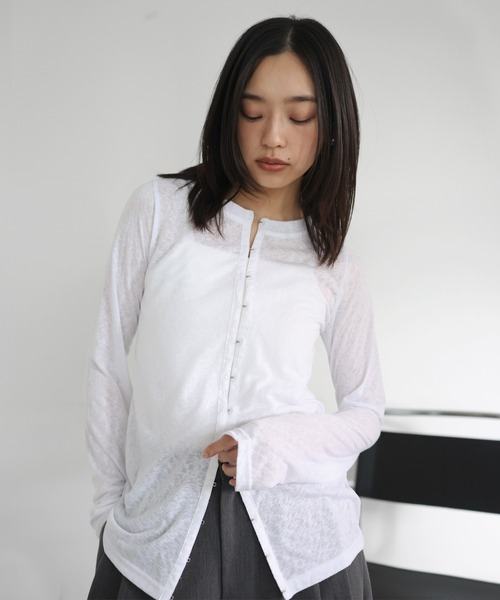 杢スラブ チュニックカーディガン（カーディガン/ボレロ）｜hellam（へ