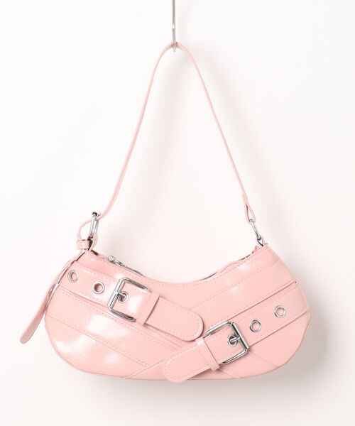 STYLEBLOCK(スタイルブロック)の「レザー調ダブルベルトデザインショルダーバッグ(ショルダーバッグ・レディース・ブラック/ピンク/ホワイト/シルバー・FREE)」の17枚目の写真