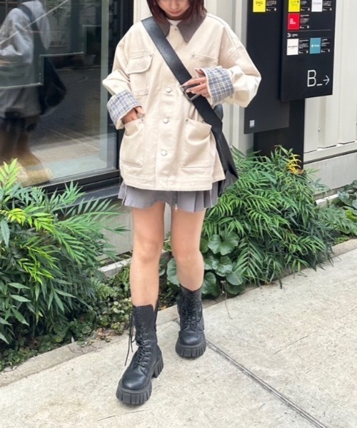 nemne store(ネンネストア)の「【keel】衿ソデ異素材カバーオール(カバーオール・レディース・アイボリー/ピンク系・MEDIUM/SMALL)」の5枚目の写真
