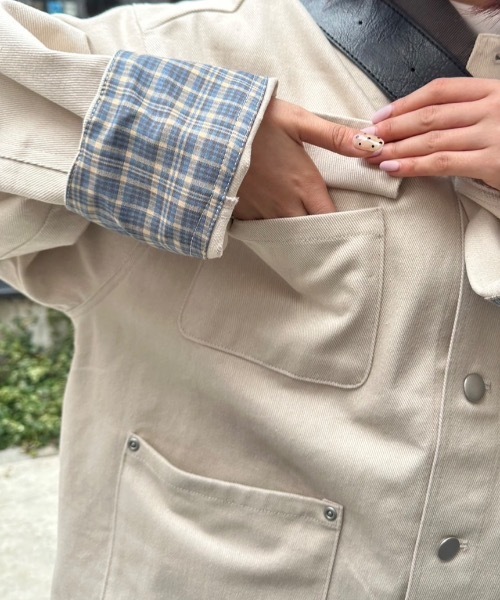 nemne store(ネンネストア)の「【keel】衿ソデ異素材カバーオール(カバーオール・レディース・アイボリー/ピンク系・MEDIUM/SMALL)」の11枚目の写真