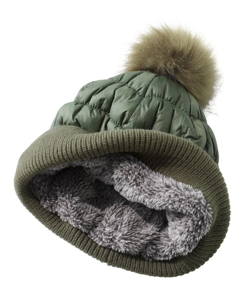 L.L.Bean（エルエルビーン）の「パファー・ポム・ハット（ニットキャップ/ビーニー・レディース・ダークブラック/グリーン・OSFA）」の4枚目の写真