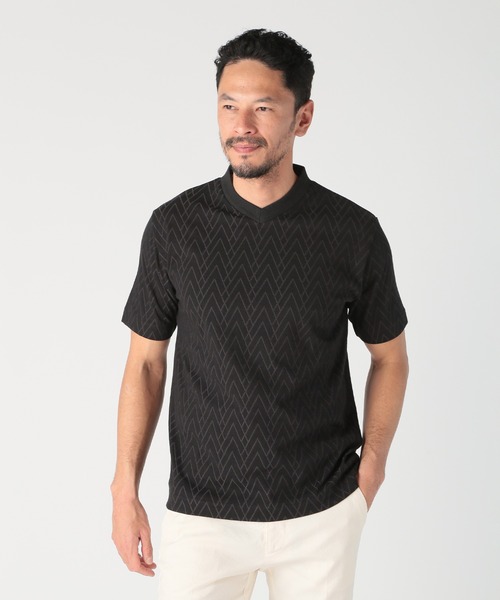 MEN'S BIGI(メンズビギ)の「リンクスジャガードVネックTEE(Tシャツ/カットソー・メンズ・ネイビー/ブラック・03/02/04)」の3枚目の写真