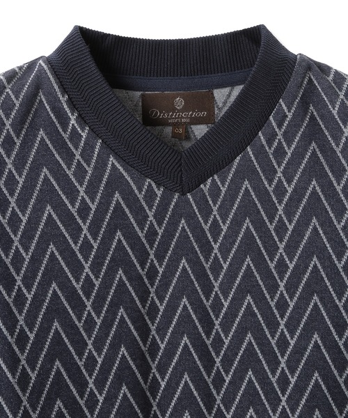 MEN'S BIGI(メンズビギ)の「リンクスジャガードVネックTEE(Tシャツ/カットソー・メンズ・ネイビー/ブラック・03/02/04)」の9枚目の写真