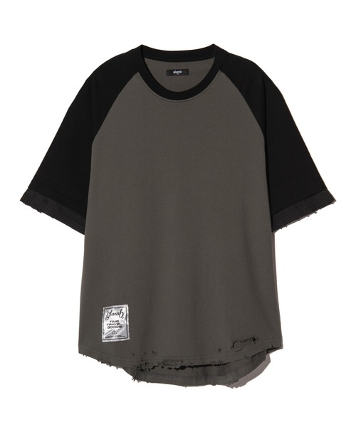 M〜Lサイズ／グラム glamb／ダメージ加工 ニットシャツ／Tシャツ／① Damage Check Shirt / ダメージチェックシャツ（シャツ/ブラウス