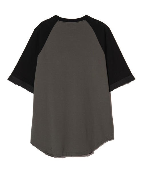 ERL ダメージラグランスリーブ damaged long sleeve tee Damaged Raglan T-Shirt / ダメージラグランTシャツ（Tシャツ