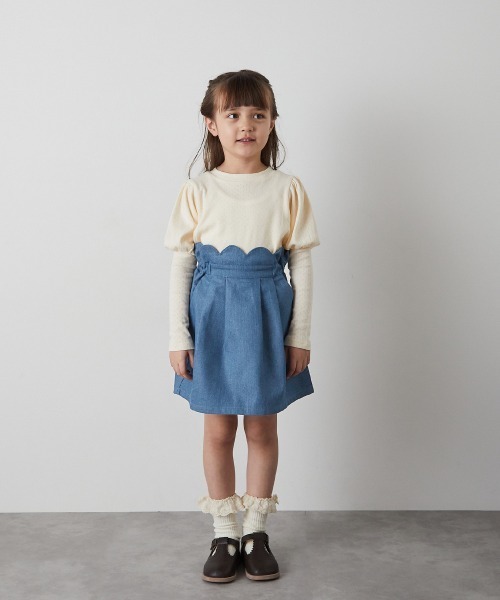 riziere(リジェール)の「透かし柄パフスリーブプルオーバー(Tシャツ/カットソー・キッズ・クリーム/ブルー系・120/110/100/90/150/140/130)」の7枚目の写真