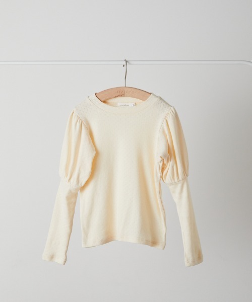 riziere(リジェール)の「透かし柄パフスリーブプルオーバー(Tシャツ/カットソー・キッズ・クリーム/ブルー系・120/110/100/90/150/140/130)」の11枚目の写真