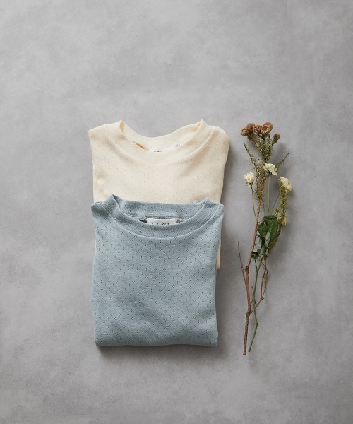 riziere(リジェール)の「透かし柄パフスリーブプルオーバー(Tシャツ/カットソー・キッズ・クリーム/ブルー系・120/110/100/90/150/140/130)」の10枚目の写真