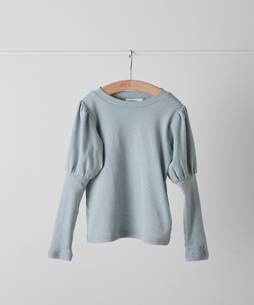 riziere(リジェール)の「透かし柄パフスリーブプルオーバー(Tシャツ/カットソー・キッズ・クリーム/ブルー系・120/110/100/90/150/140/130)」の12枚目の写真