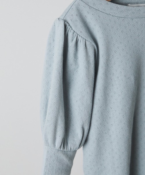 riziere(リジェール)の「透かし柄パフスリーブプルオーバー(Tシャツ/カットソー・キッズ・クリーム/ブルー系・120/110/100/90/150/140/130)」の14枚目の写真