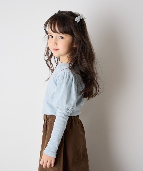 riziere(リジェール)の「透かし柄パフスリーブプルオーバー(Tシャツ/カットソー・キッズ・クリーム/ブルー系・120/110/100/90/150/140/130)」の17枚目の写真