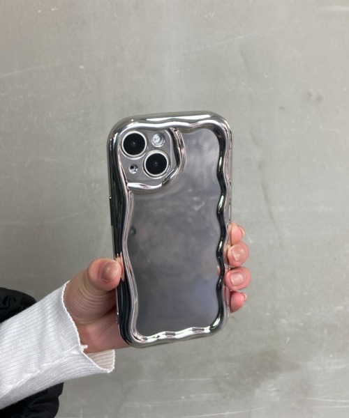 ミラーウェーブ なみなみ シルバー メタリック 耐衝撃 TPU素材