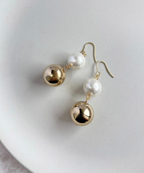 tone(トーン)の「【As】【金属アレルギー対応】NO.166 大粒パール ゆらゆら 2連ピアス(サージカルステンレス)(MA)(ピアス(両耳用)・レディース・ホワイト系2/ホワイト/シルバー/ゴールド・FREE)」の11枚目の写真