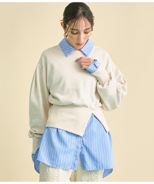 Settimissimo（セッティミッシモ）の「裏毛 バックオープン デザイン プルオーバー（スウェット・レディース・ブラック/アイボリー・FREE）」の21枚目の写真