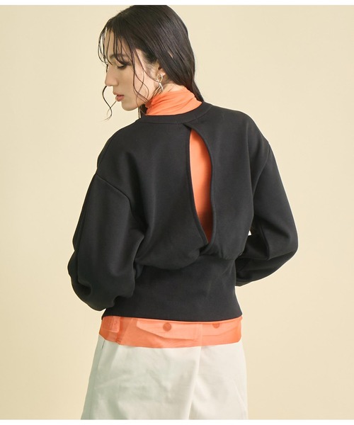 Settimissimo（セッティミッシモ）の「裏毛 バックオープン デザイン プルオーバー（スウェット・レディース・ブラック/アイボリー・FREE）」の11枚目の写真