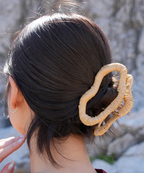 STRANG EFREAK DESIGNS ラウネヘアチャーム 髪飾り 籐クラウディヘアクリップ ラタンウィッカー（バレッタ/ヘア