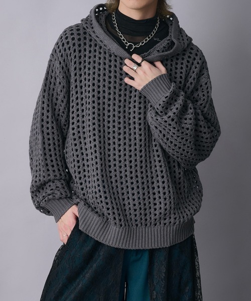 Ellno Loset（エルノロゼット）の「メッシュフーディ（パーカー・メンズ・ブラック/グレー/ブルー系その他・SMALL/MEDIUM/LARGE）」の3枚目の写真