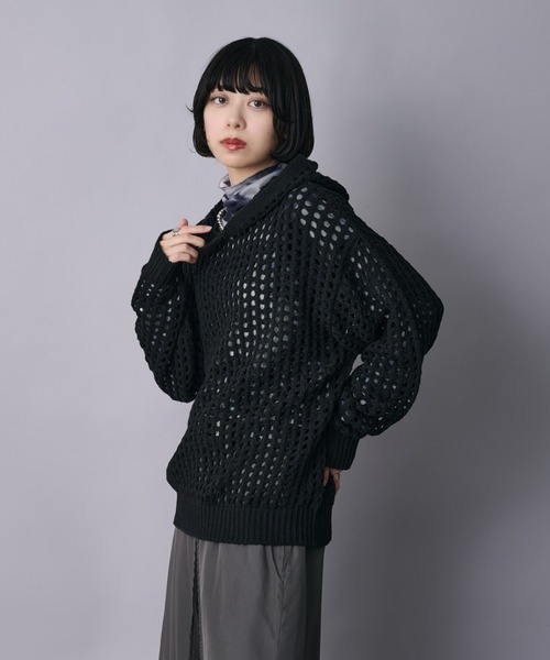 Ellno Loset（エルノロゼット）の「メッシュフーディ（パーカー・メンズ・ブラック/グレー/ブルー系その他・SMALL/MEDIUM/LARGE）」の4枚目の写真