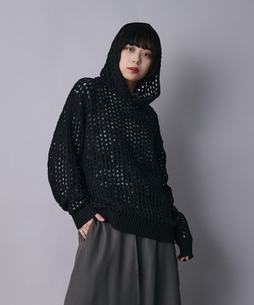 Ellno Loset（エルノロゼット）の「メッシュフーディ（パーカー・メンズ・ブラック/グレー/ブルー系その他・SMALL/MEDIUM/LARGE）」の7枚目の写真