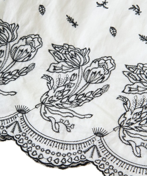 ESCAR（エスカー）の「■ESCAR バイカラー刺繍ワイドイージーパン（その他パンツ・レディース・オフホワイト/ブラック・FREE）」の13枚目の写真